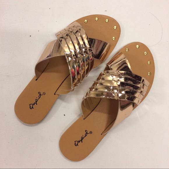 Qupid rose gold sandals new arrivals